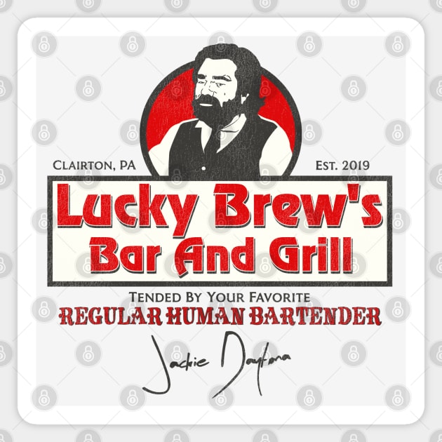 Lucky Brew's Bar and Grill - WWDITS Sticker by darklordpug